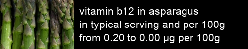 vitamin b12 in asparagus information and values per serving and 100g